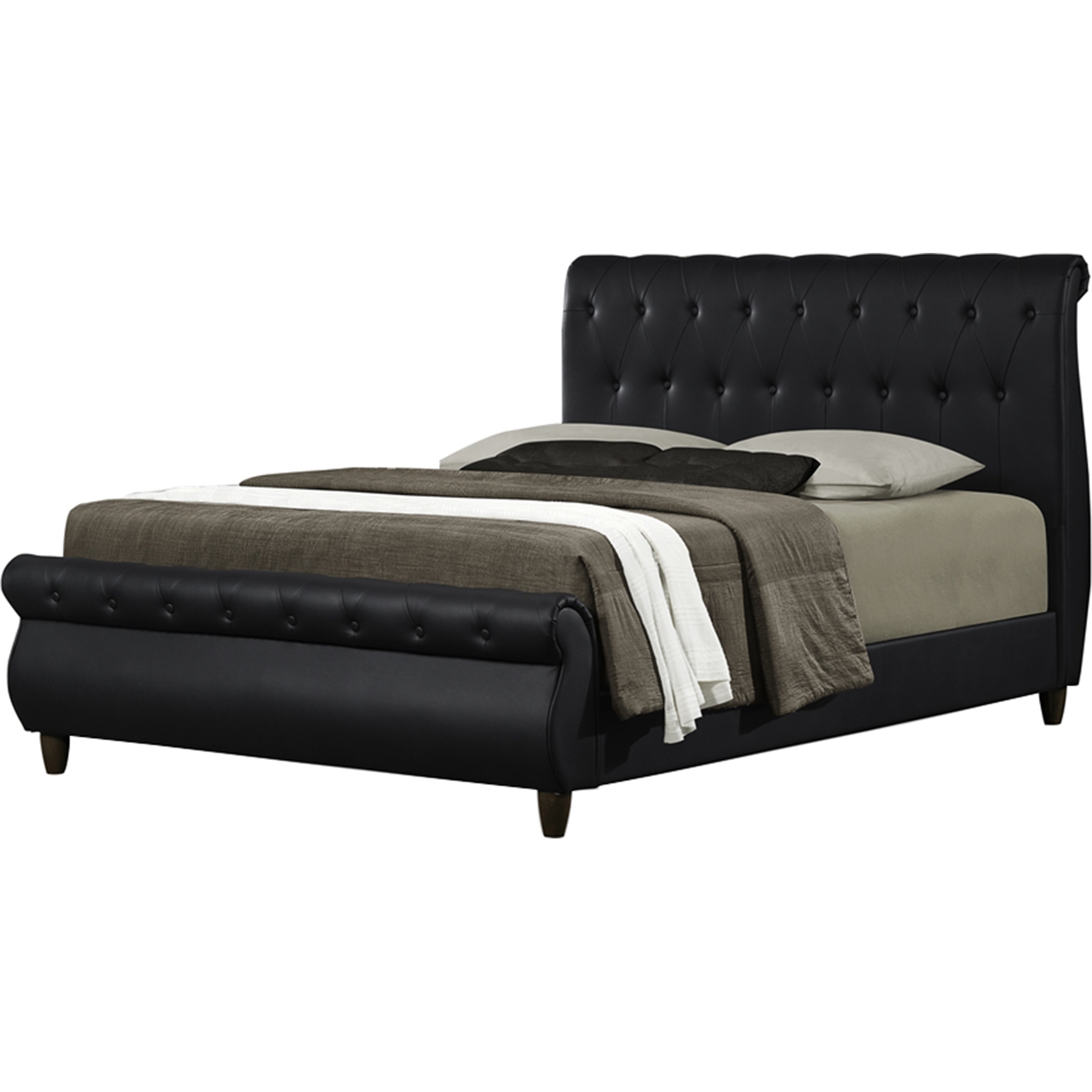 Ashenhurst Sleigh Bed - Button Tufted, Black 