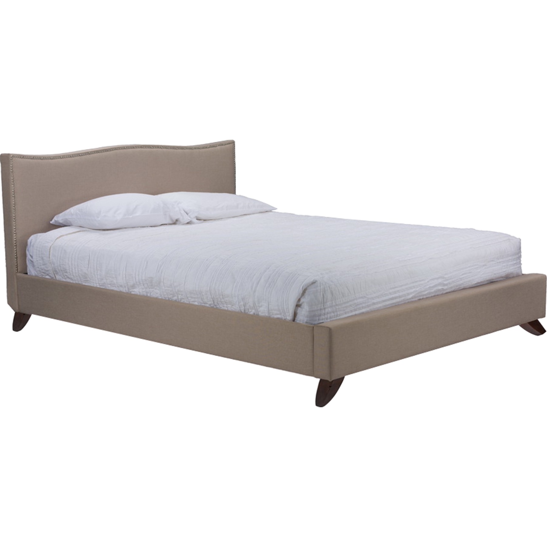 Battersby Linen Full Platform Bed - Nailhead 