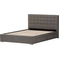 Rene Fabric 4 Drawers Storage Platform Bed - Button Tufted, Gray 