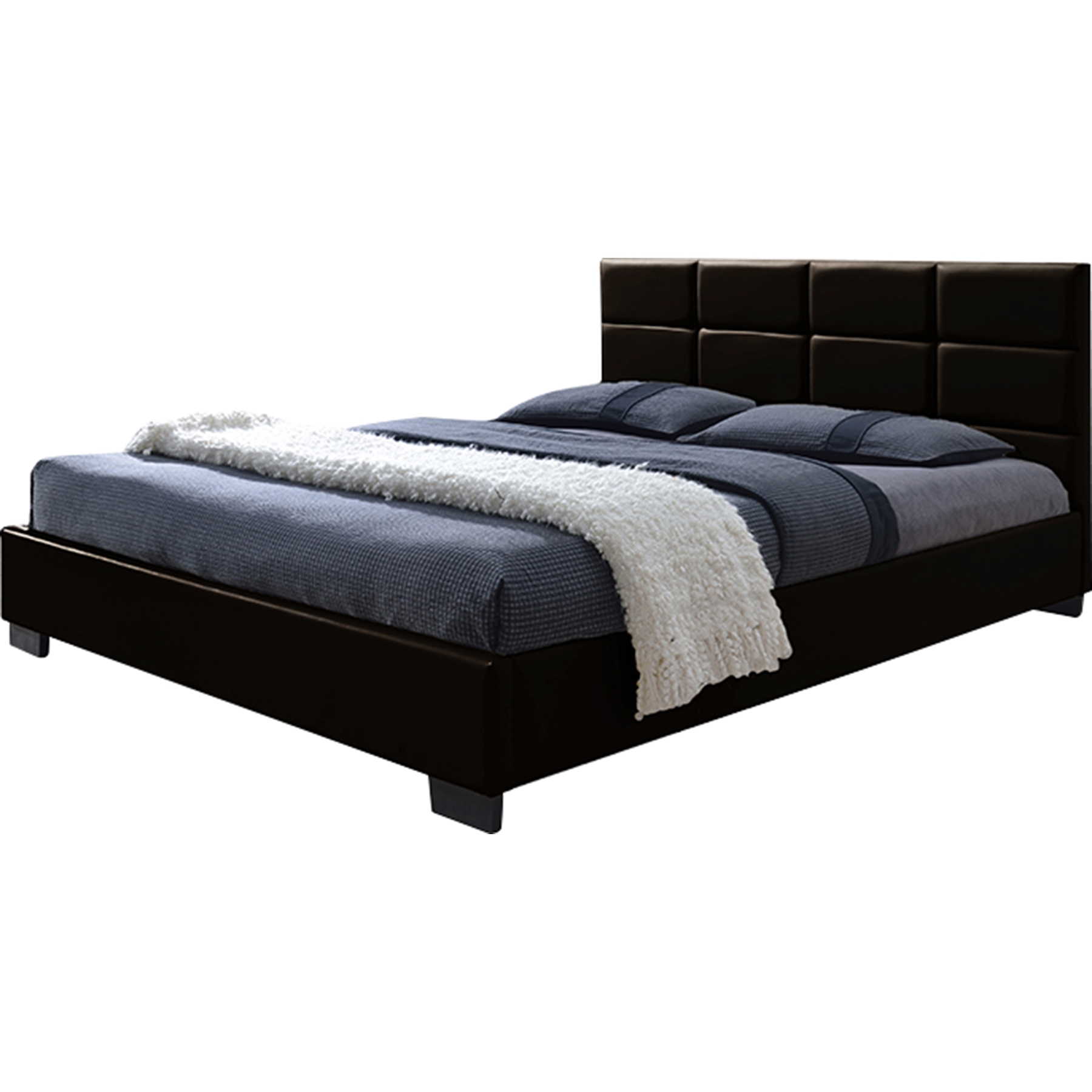 Vivaldi Faux Leather Padded Platform Bed - Grid Tufted 