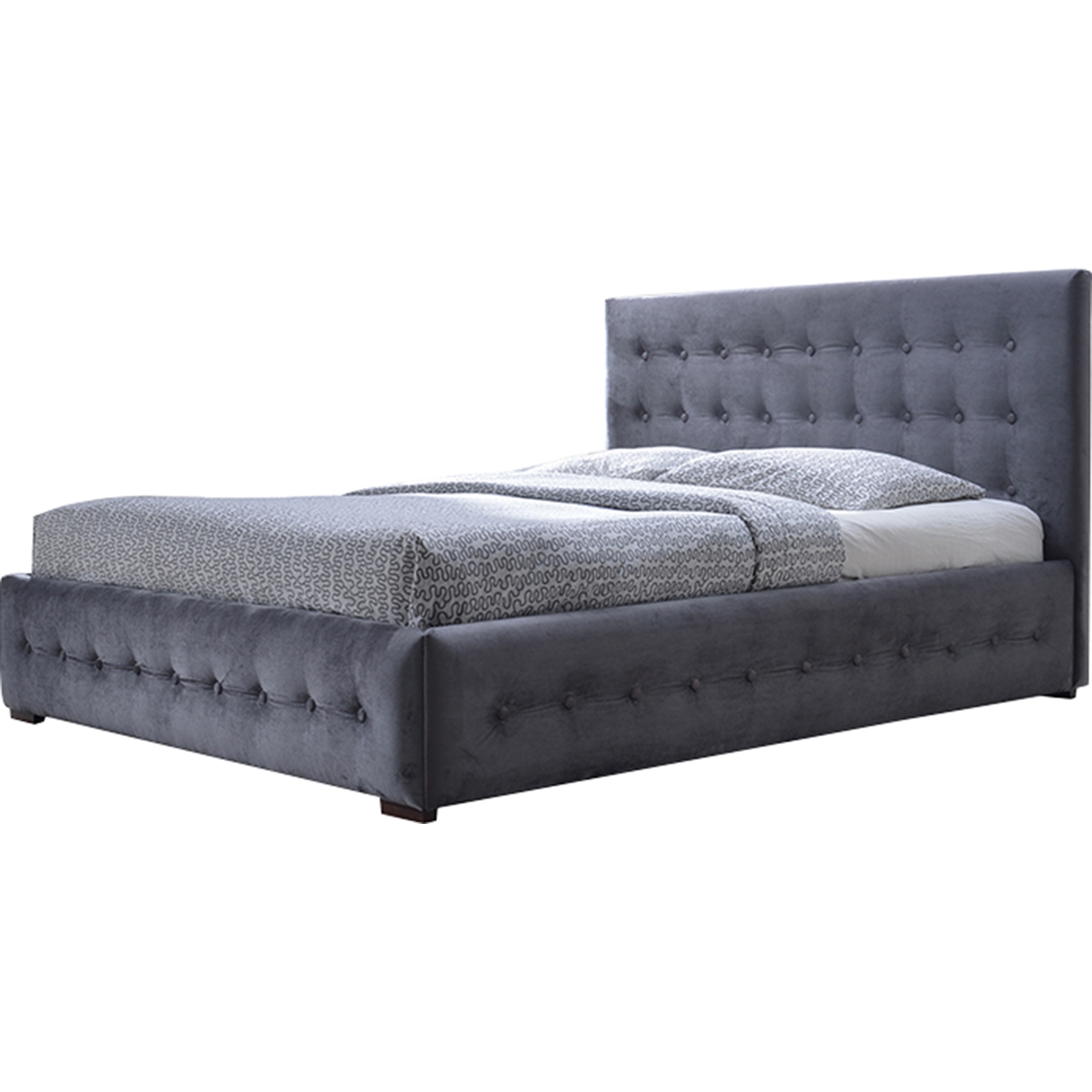Margaret Queen Platform Bed - Button Tufted, Gray 