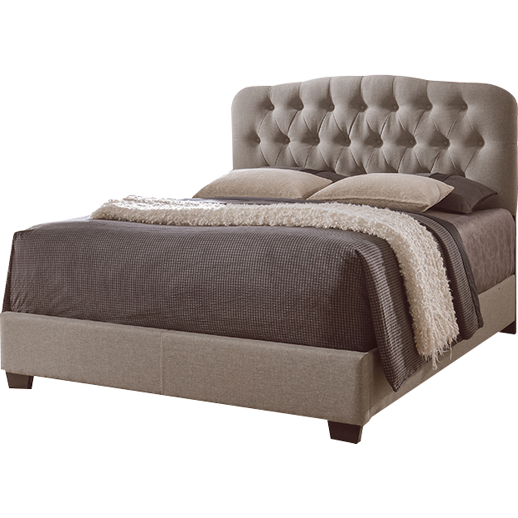 Romeo Upholstered Platform Bed - Button Tufted 