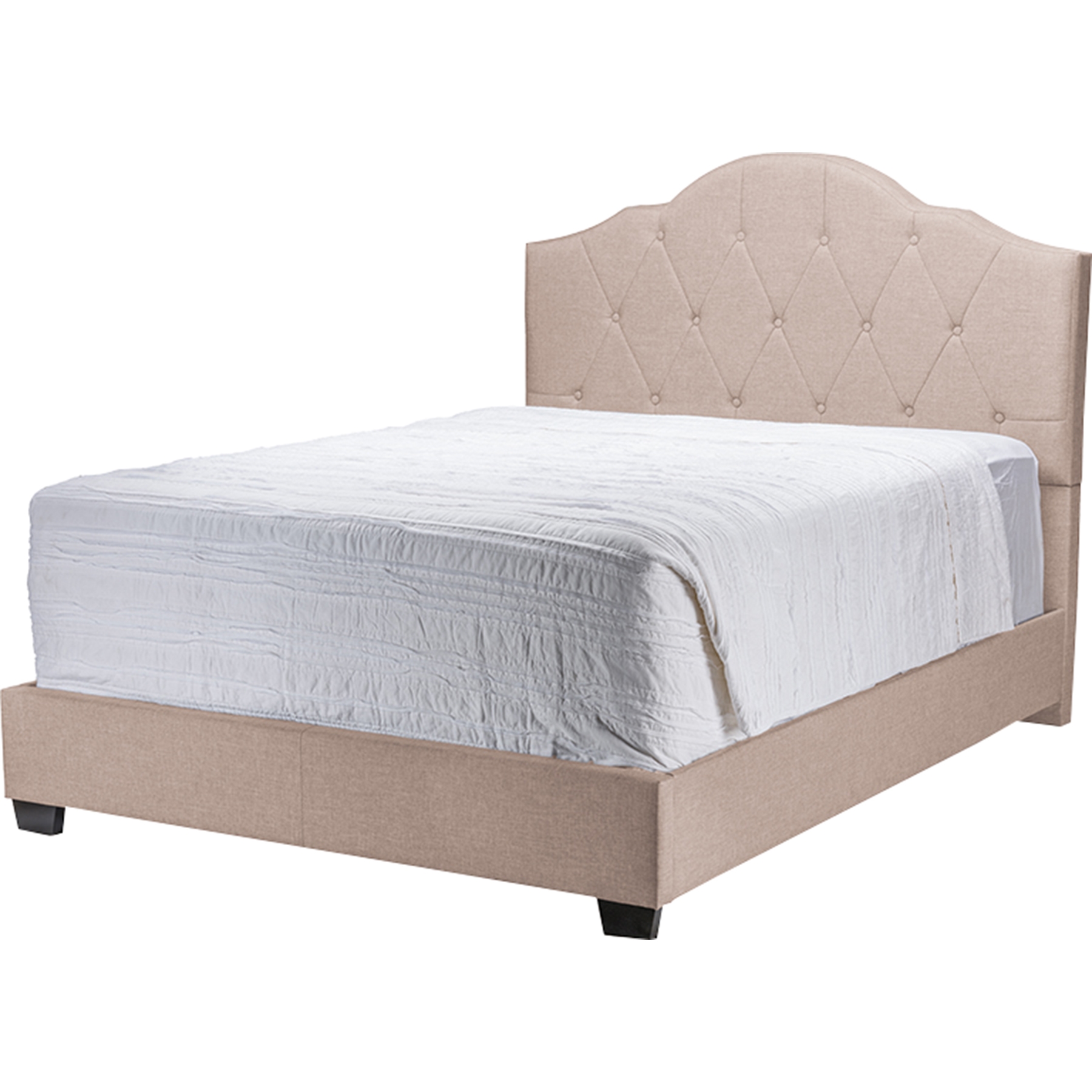 Juliet Upholstered Platform Bed - Button Tufted, Brown 