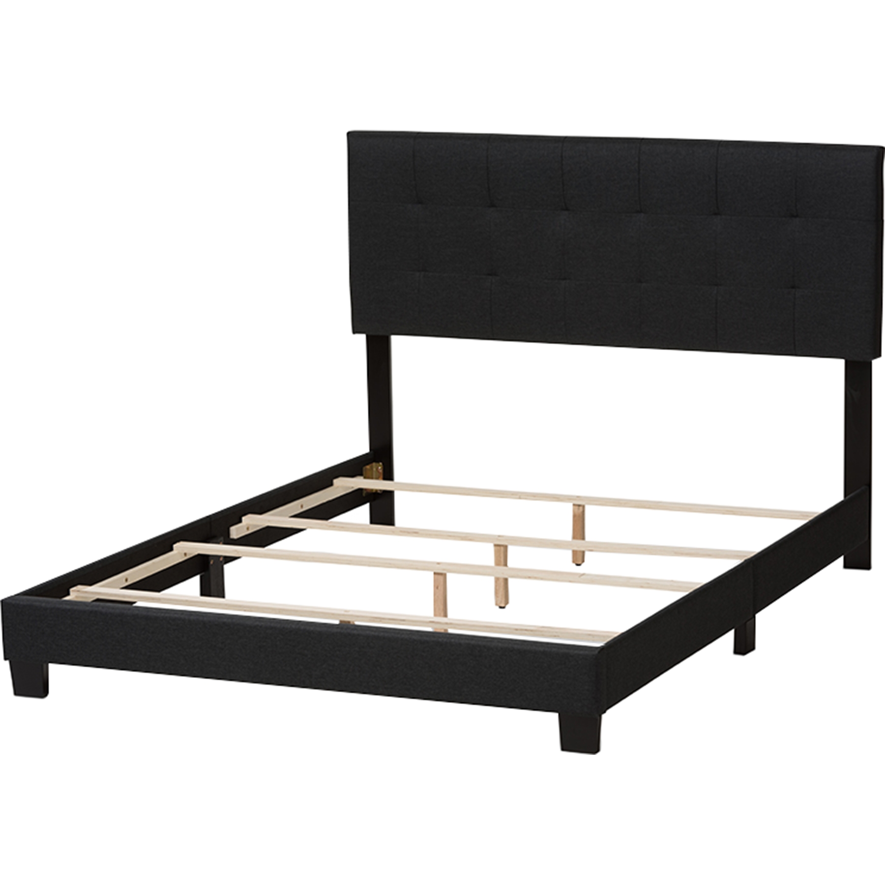 Brookfield Upholstered Bed - Grid-Tufting, Dark Gray 