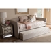 Camino Fabric Upholstered Daybed - Guest Trundle Bed, Beige - WI-CF8756-BEIGE-DAY-BED