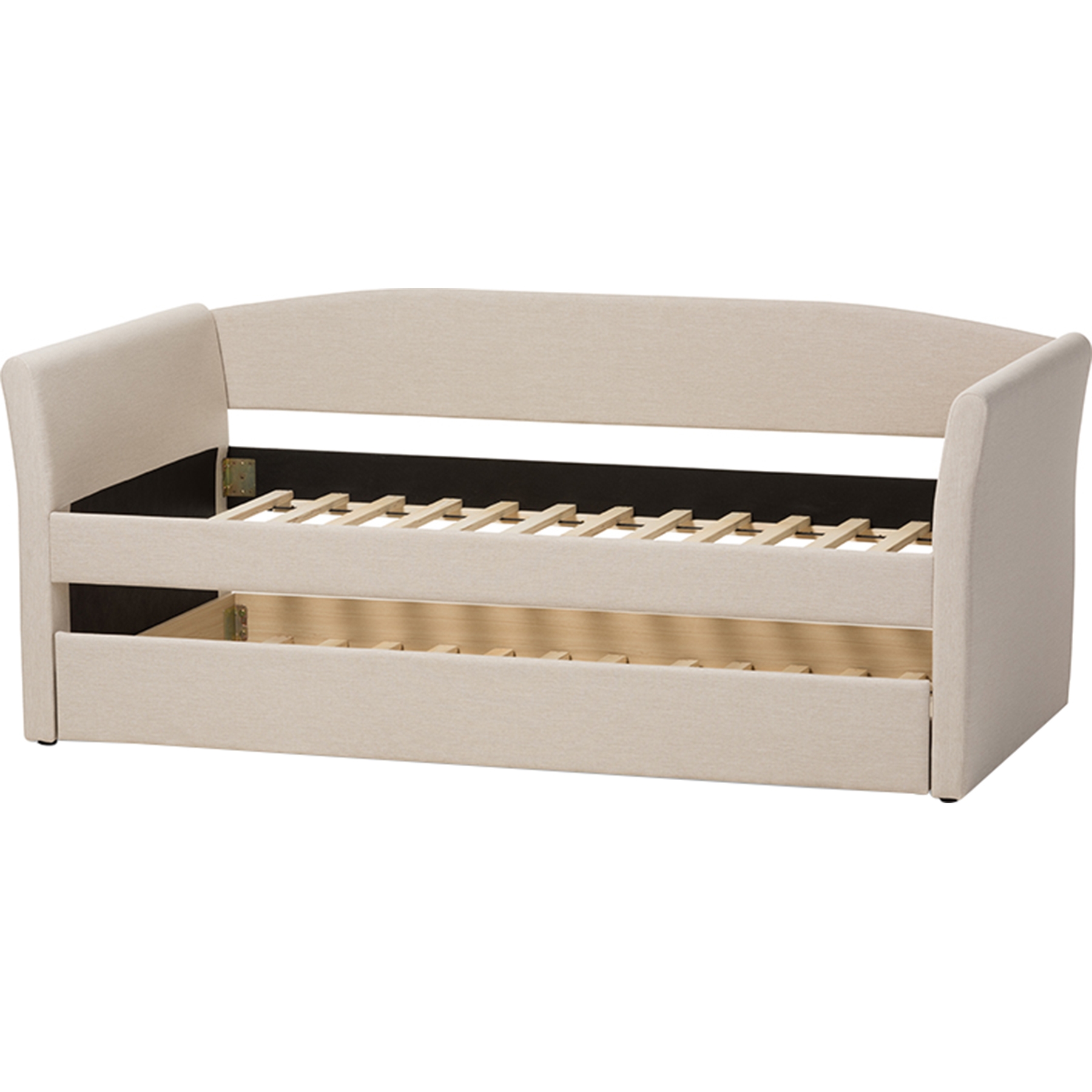 Camino Fabric Upholstered Daybed - Guest Trundle Bed, Beige 