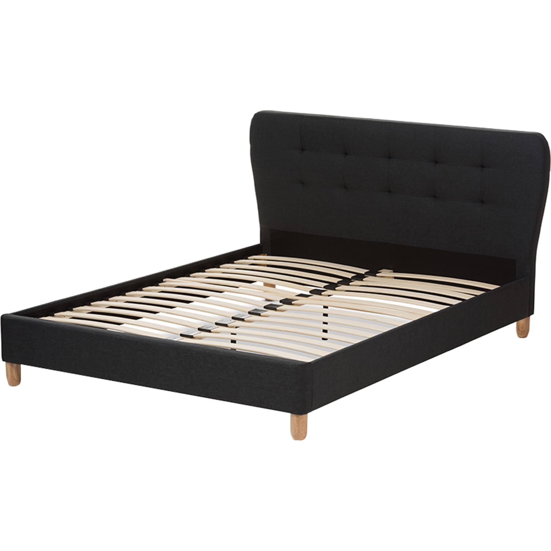 Laureo Upholstered Platform Bed - Grid-Tufting Headboard 