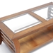 Allison Wood Coffee Table - Honey Brown, Glass Inlay, Lower Shelf - WI-CHW35898-30