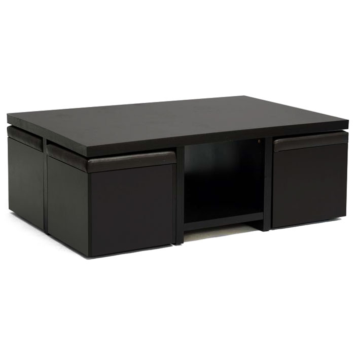 Prescott Modern Table and Stool Set with Hidden Storage 