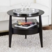 Gretton Black Wood Round End Table - WI-CT-173