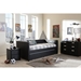 Frank Faux Leather Button Tufted Twin Daybed - Trundle Bed, Black - WI-FRANK-BLACK-DAYBED