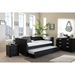 Frank Faux Leather Button Tufted Twin Daybed - Trundle Bed, Black - WI-FRANK-BLACK-DAYBED