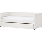 Frank Faux Leather Button Tufted Twin Daybed - Trundle Bed, White