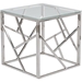 Fiona Square End Table - Glass Top, Stainless Steel - WI-GY-ET-2051214