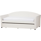 London Faux Leather Twin Daybed - Roll-Out Trundle Bed, White