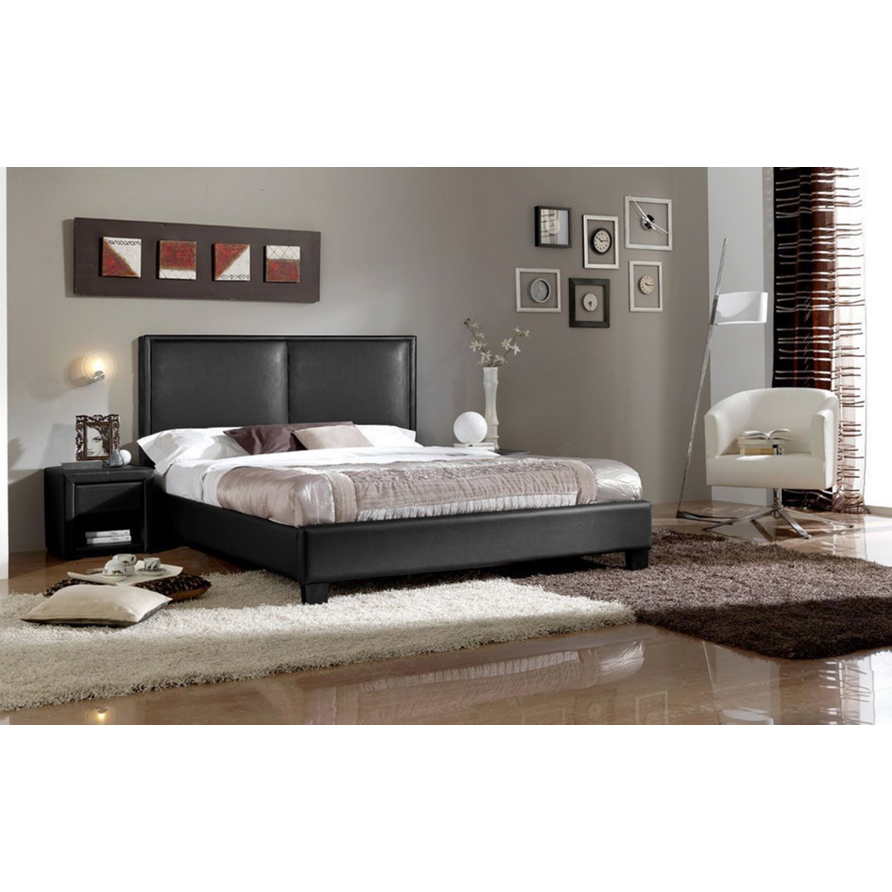 Moderne Platform Bed - Faux Leather 