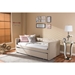 Raymond Fabric Nailhead Twin Daybed - Roll-Out Trundle Bed, Beige - WI-RAYMOND-BEIGE-DAYBED