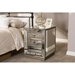 Currin Mirrored 3 Drawers Nightstand - Silver - WI-RS2102