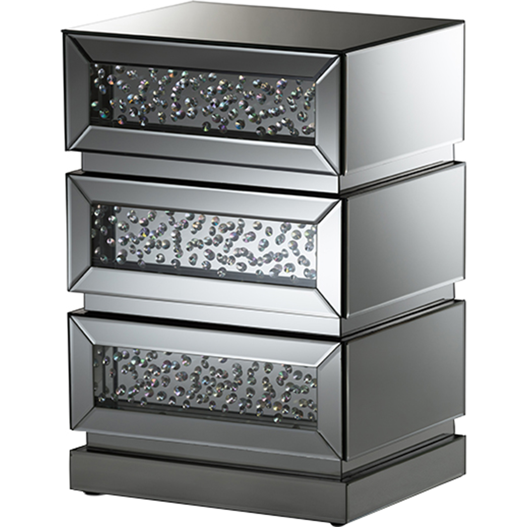 Sabrina 3 Drawers Nightstand - Silver Mirrored 