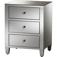 Rosalind 3 Drawers Nightstand - Silver Mirrored (Set of 2) 