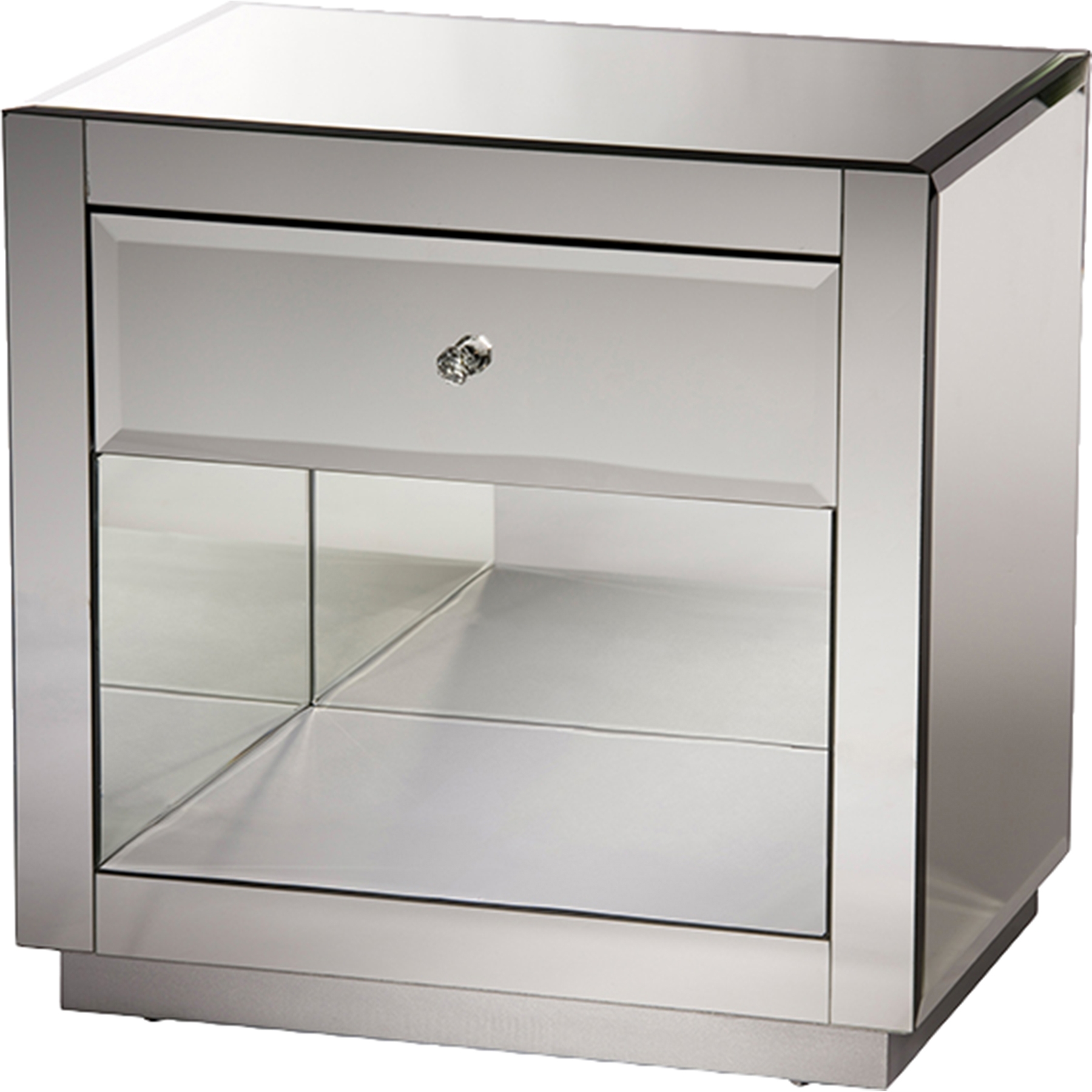 Rochadh 1 Drawer Nightstand - Silver Mirrored (Set of 2) 