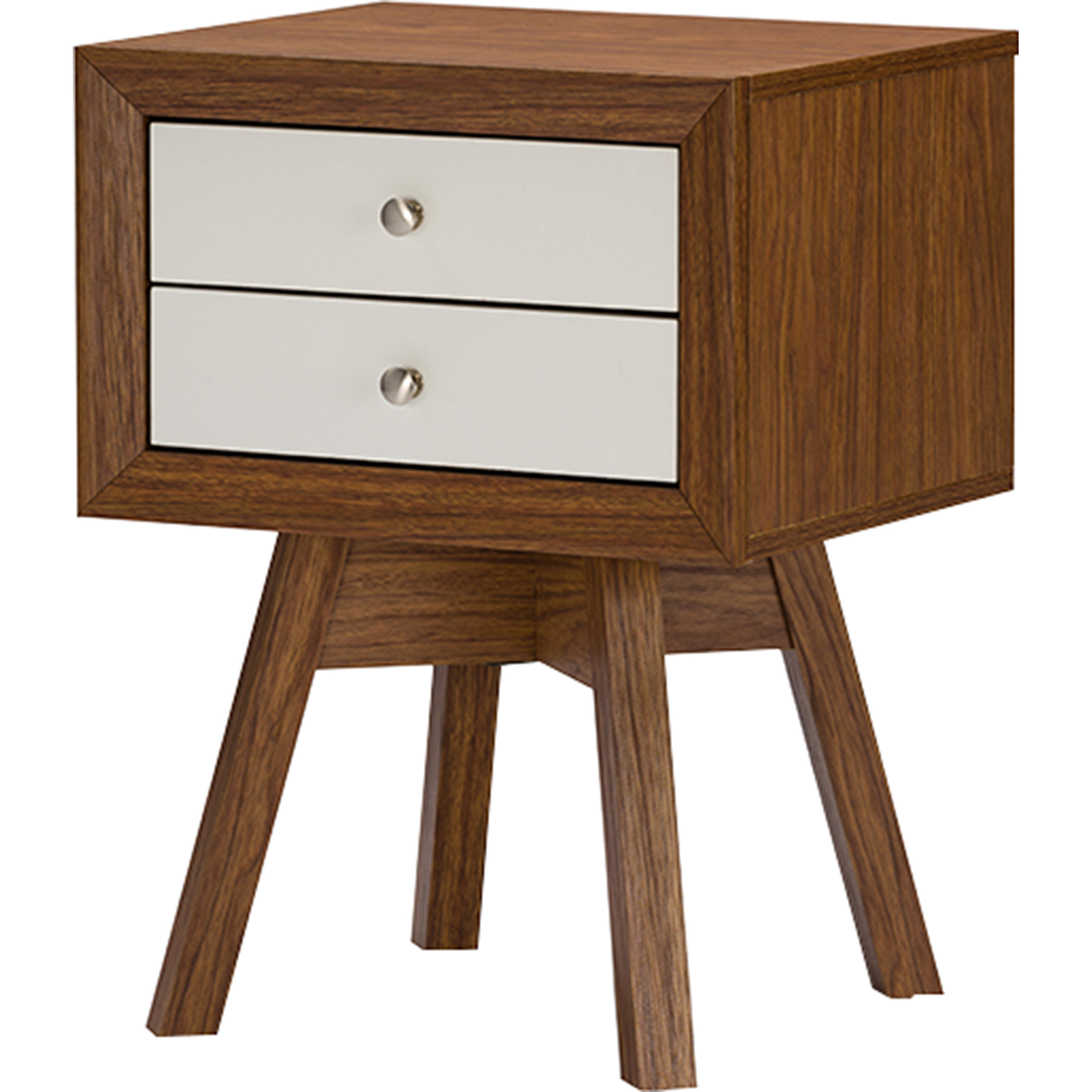 Warwick 2 Drawers Nightstand - Walnut, White 