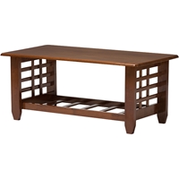 Larissa Rectangular Coffee Table - 1 Shelf, Cherry Brown 