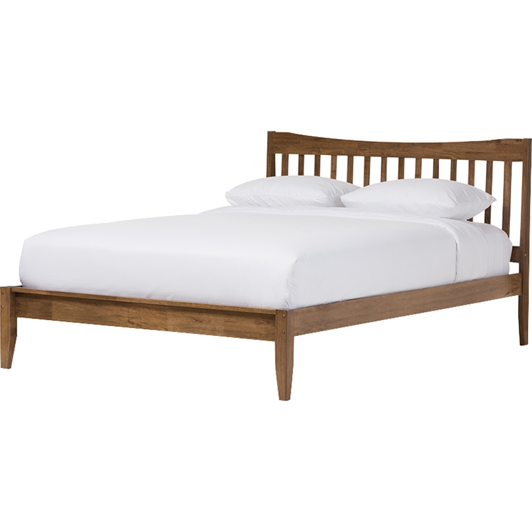 Edeline Curvaceous Slatted Platform Bed - Walnut Brown 