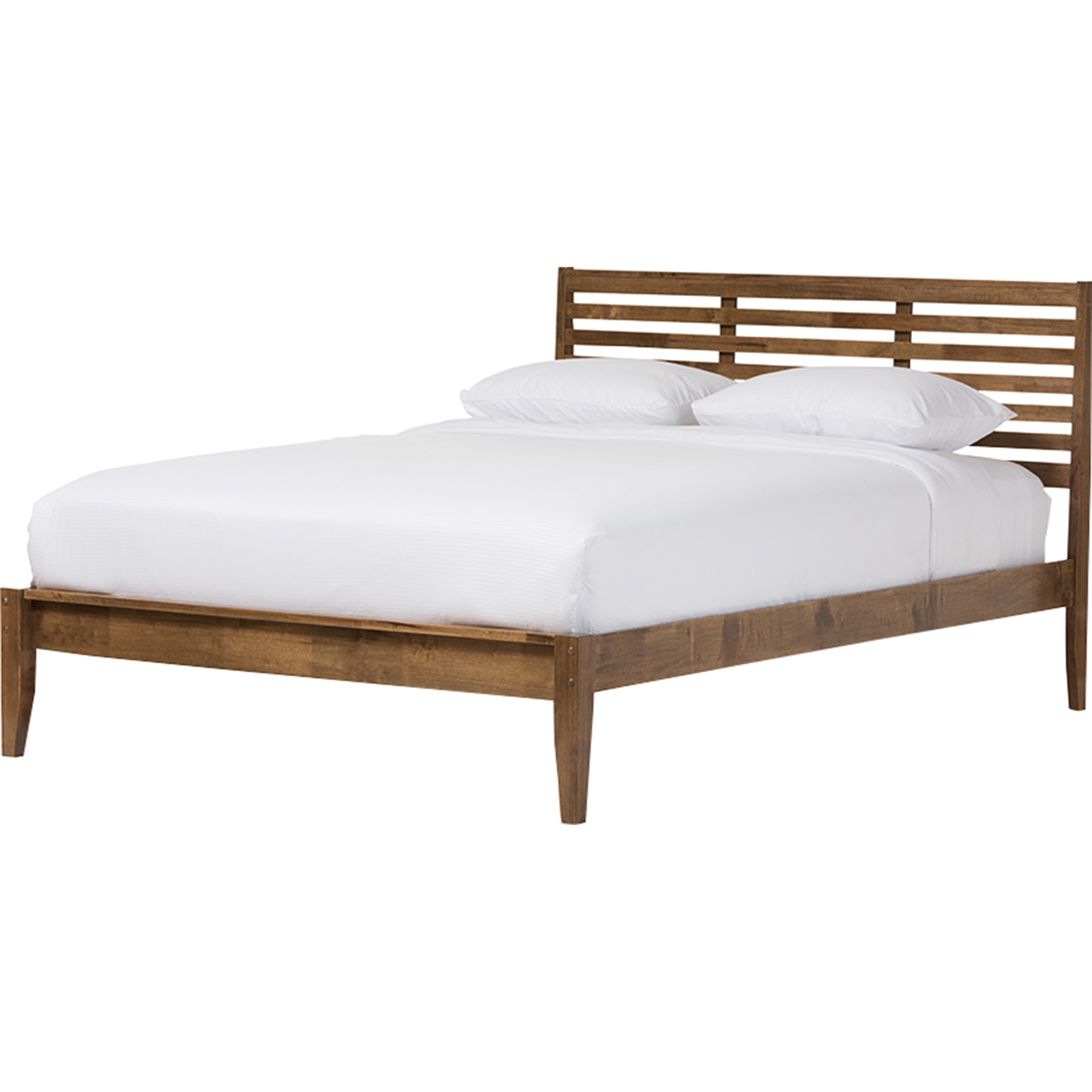 Daylan Slatted Platform Bed - Walnut Brown 