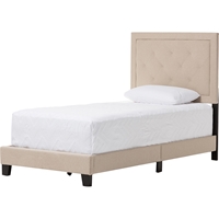 Paris Upholstered Twin Tufted Bed - Beige 