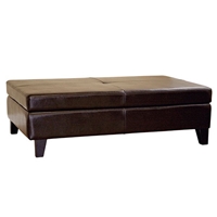 Hilary Leather Cocktail Ottoman in Dark Brown 
