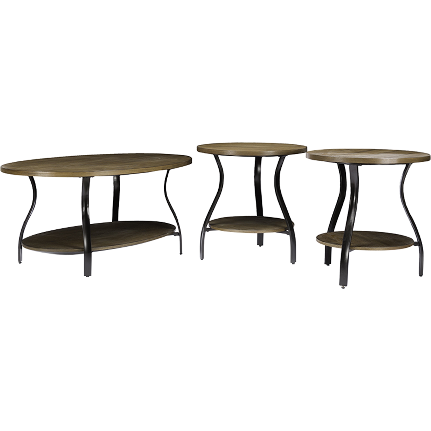 Newcastle 3-Piece Table Set - Brown, Antique Bronze 