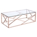 Cage Coffee Table - Glass Top, Rose Gold - ZM-100180
